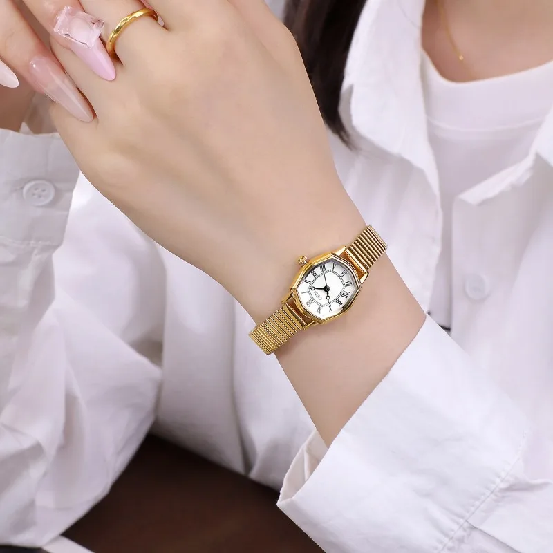 Simple retro Roman women's watch niche high value luxury gold student quartz waterproof watch 2025 new birthday gift