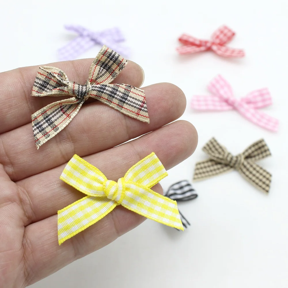 50pcs 10mm-20mm Small Satin Ribbon Bows Flower Appliques sew Craft bow Wedding Party Sewing DIY Decorations