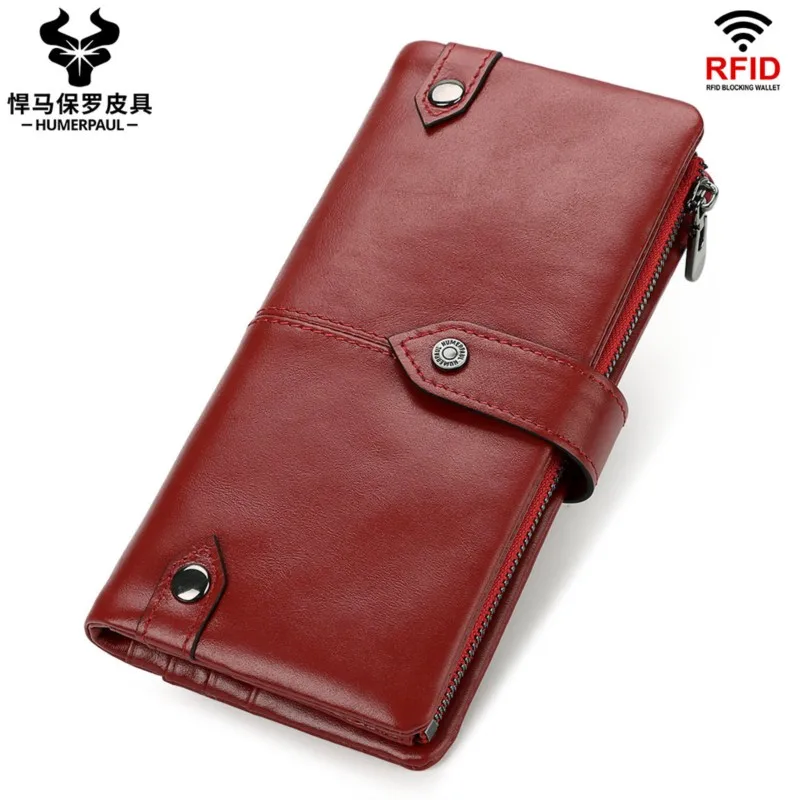 Luxury Genuine Cowhide Handheld Wallet 2025 Best-Selling RFID Blocking Anti-Magnetic Multi-Slot Credit Card Holder for Men Women