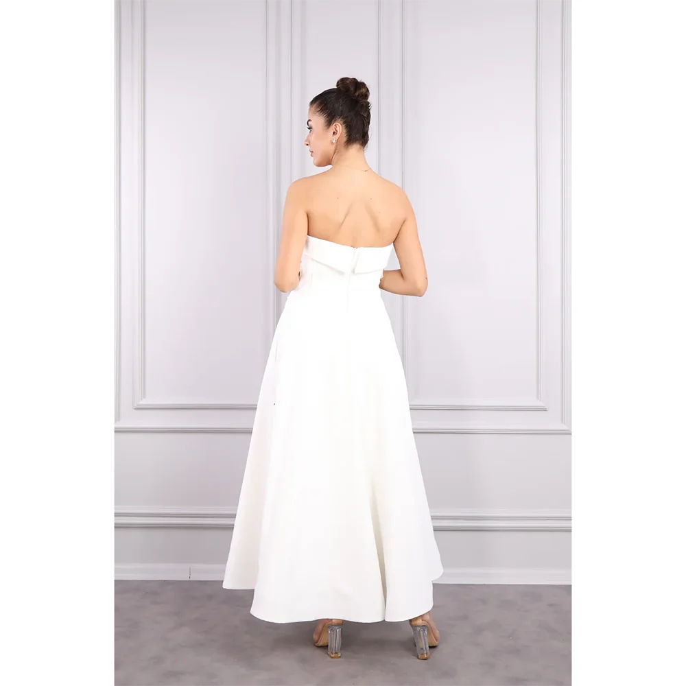 Simple Evening Dresses Strapless Sleeveless A-line Evening Gowns Elegant Crystal Ankle Length Prom Dresses Customized 2025