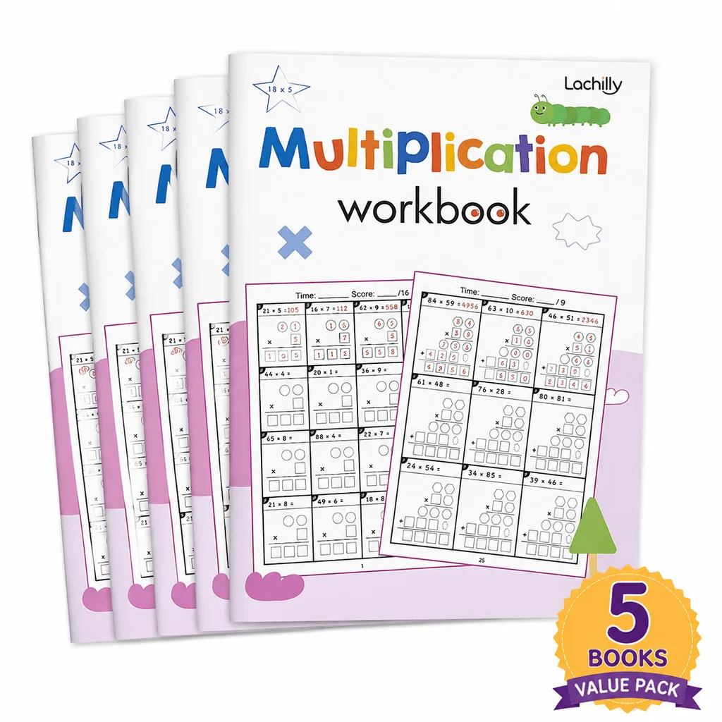 5 Books Value Pack - 2 Digit Multiplication Math Workbook for Kids Times Tables Training Multiplication Arithmetic Exercise Book