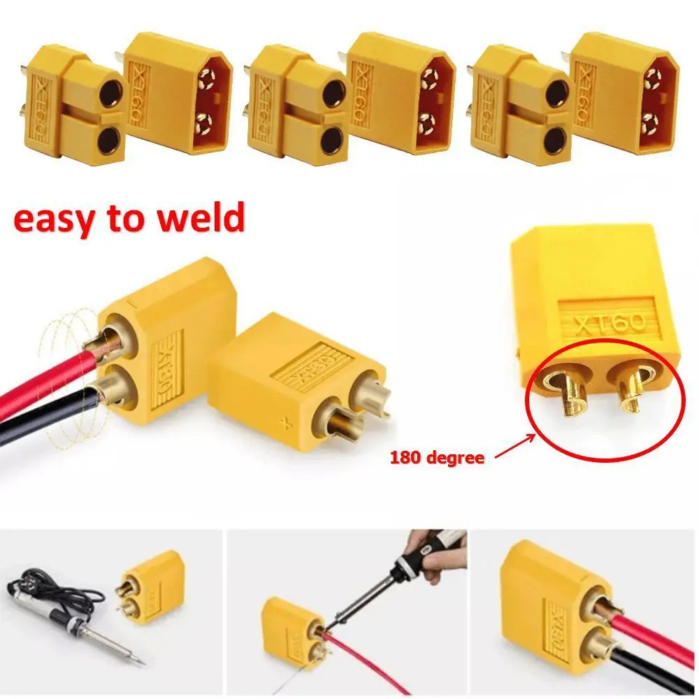 항공기 모델 액세서리 – 하이 퀄리티 수 암 커넥터 플러그 (XT60) 1개, 2개 세트 – RC 모델 전기 장비 부품