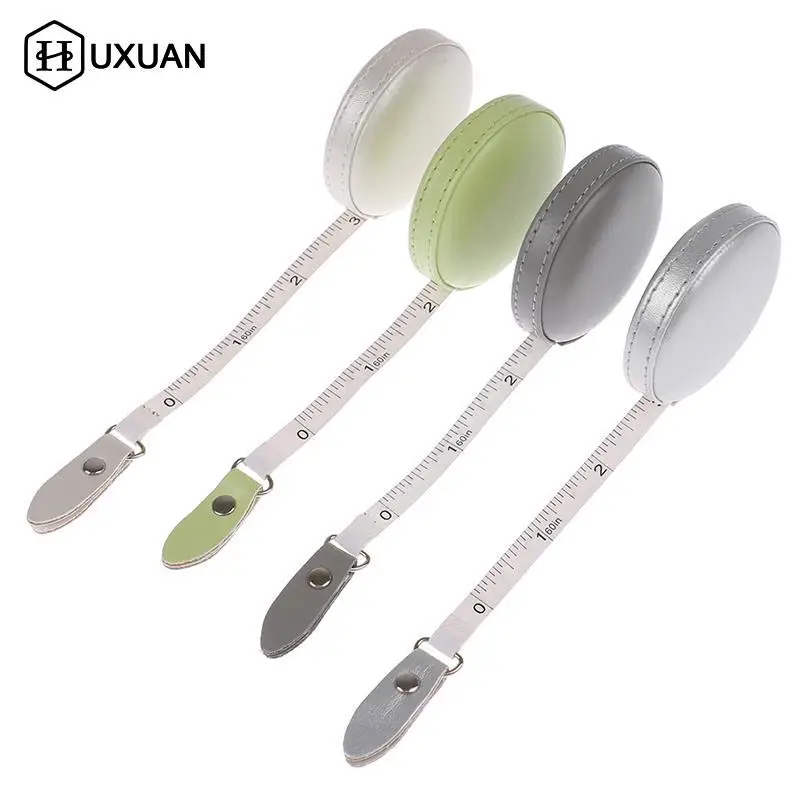 150cm Retractable Tape Measure With Round Faux Leather Case Pocket Size Soft Portable Dual Sided Ruler Measurement Tool For Body