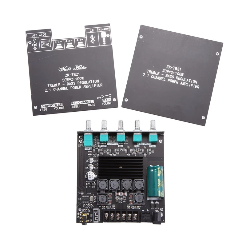 2X ZK-TB21 TPA3116D2 Bluetooth 5.0 Subwoofer Amplifier Board 50WX2+100W 2.1 Channel Power Audio Stereo Amplifier Board