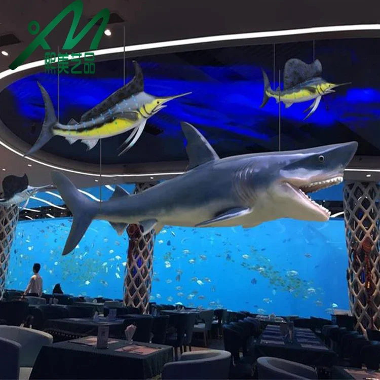 

GRP Sculpture Simulation Shark Ornaments Sailfish Swordfish Wall Hanging Aquarium Decorations
