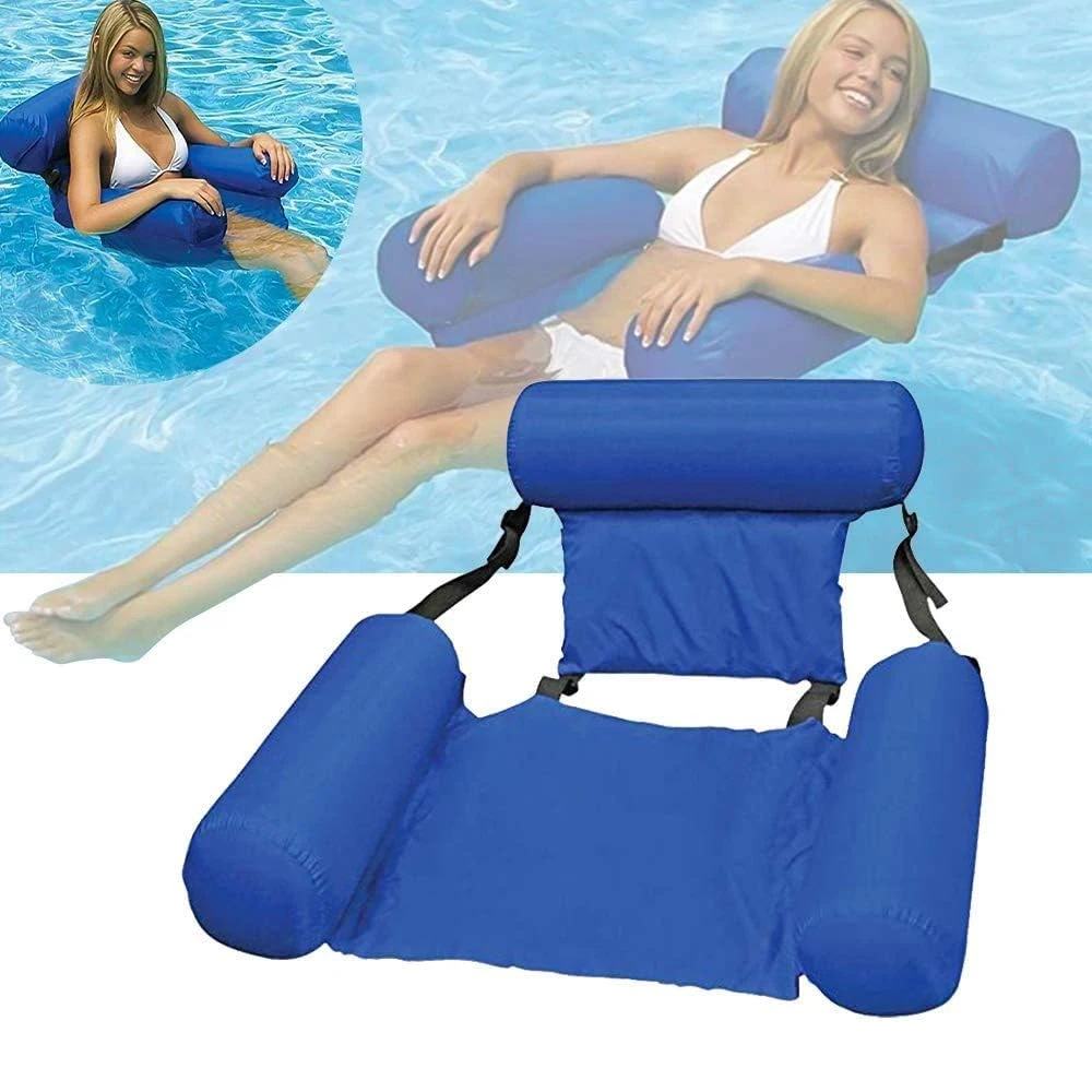 

1 шт. прочный надувной водный гамак из ПВХ для взрослых - портативный легкий синий поплавок для бассейна с регулируемыми ремнями, без насоса Neede