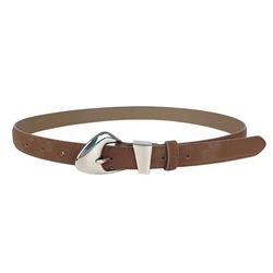 2024 Design Nubuck-Leather Women Jeans Belt Strap Irregular Gold Silver Buckle HIgh Quality Real Cow Leather Belt Ceinture Femme