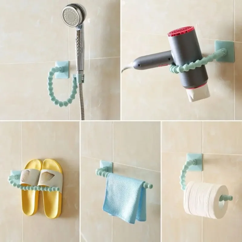 

Flexible Shower Head Holder Multifunctional Wall Rack Adjustable Toilet Paper Holder Household Bathroom Kitchen Accessories