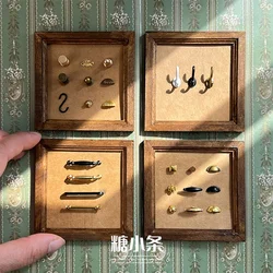 Mini Puxa para DIY Dollhouse Gaveta, Maçaneta de Porta do Armário, Maçanetas de Móveis, Acessórios Decorativos, 1:12, 1:6, 6Pcs