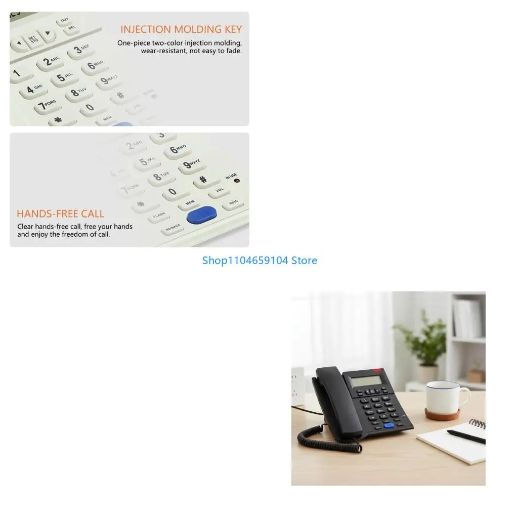 Corded Landline Phone Large Button Desktop Telephone for Elderly Telephone