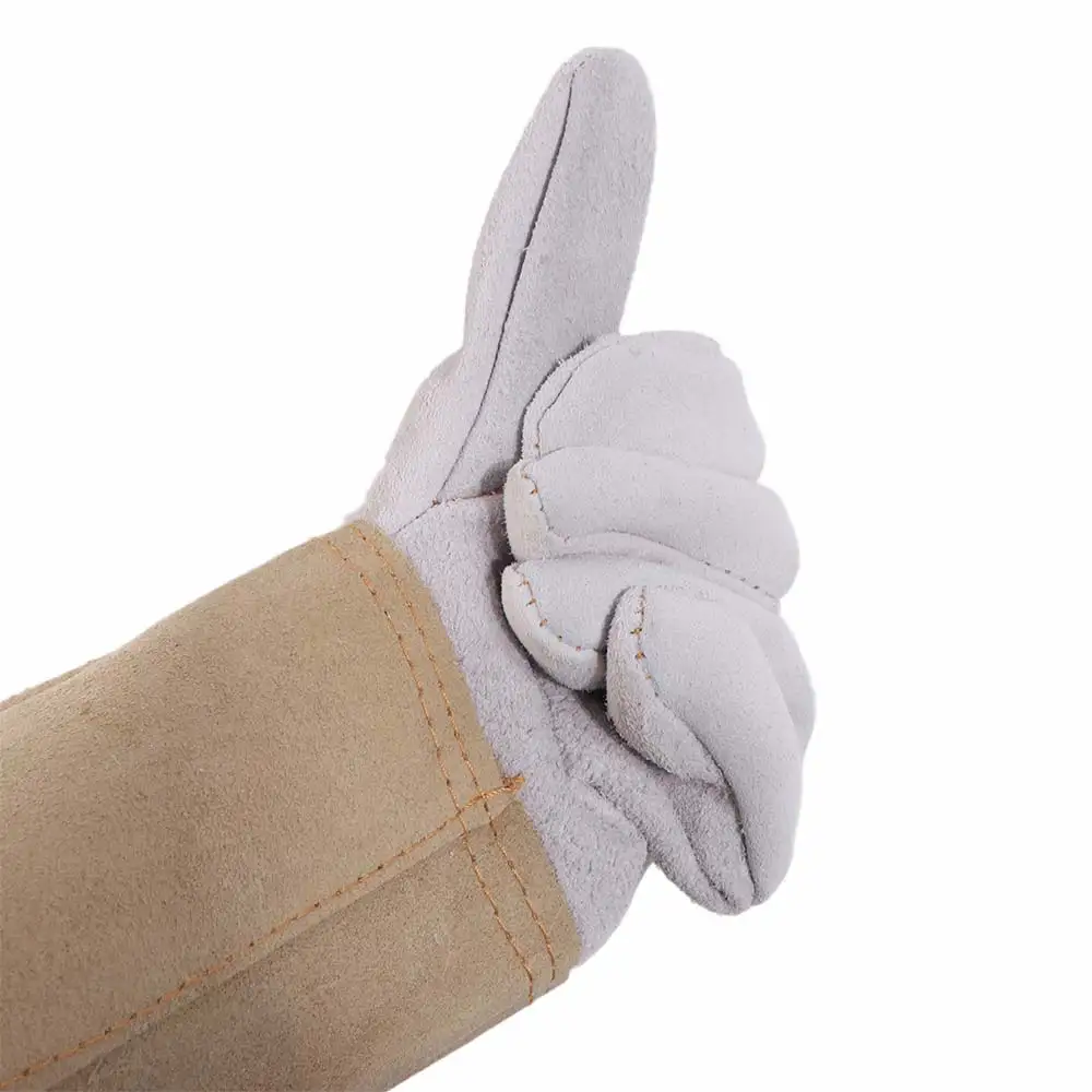 1 Pair Wear-Resistant Welding Gloves Cut Resistant Thorn Proof Protective Gloves Heat Resistant Heavy Duty Leather Gloves