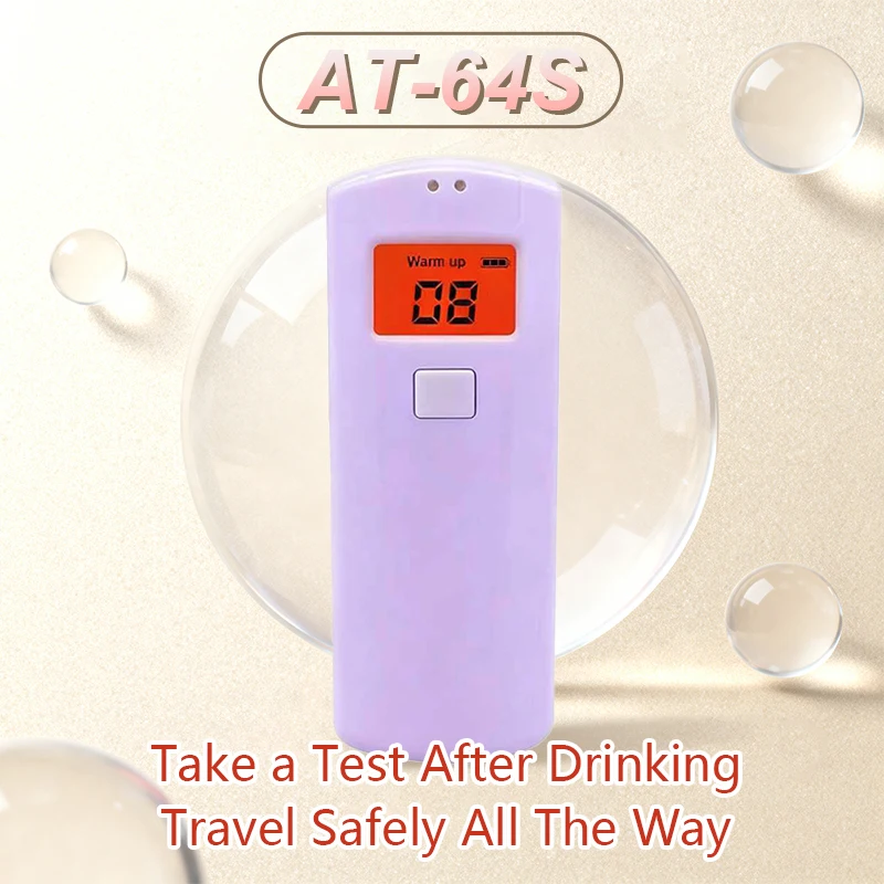 AT-64S-3 Professional Personal Breath Alcometer Digital LCD Display Portable  analyzer keychain breathalyzer  Alcohol Tester