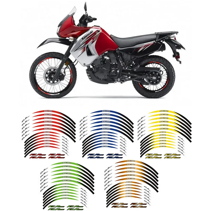 

Outer Tire Rim Stickers Wheels Reflective Decal For KAWASAKI KLR 650 1987-2023