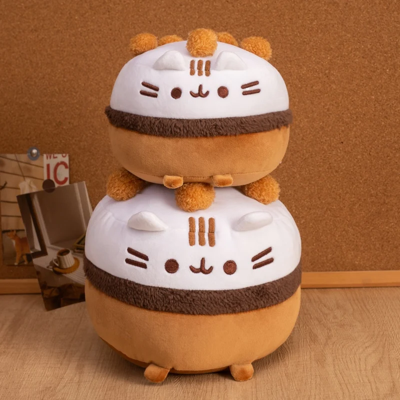15/22cm Fun Cute Hot Cookie Cake Cat Plush Doll Fat Cat Round Ice Cream Cake Chocolate Cookie Plush Toy For Child Birthday Gift