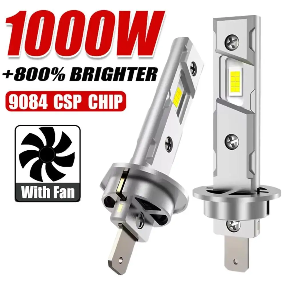 H1/H7 LED Headlight Bulbs CAN Bus Lights Mini Lamp 1:1 Size New Wireless H1 Fog Light With Fan Car LED Plug & Play 6000K 12V