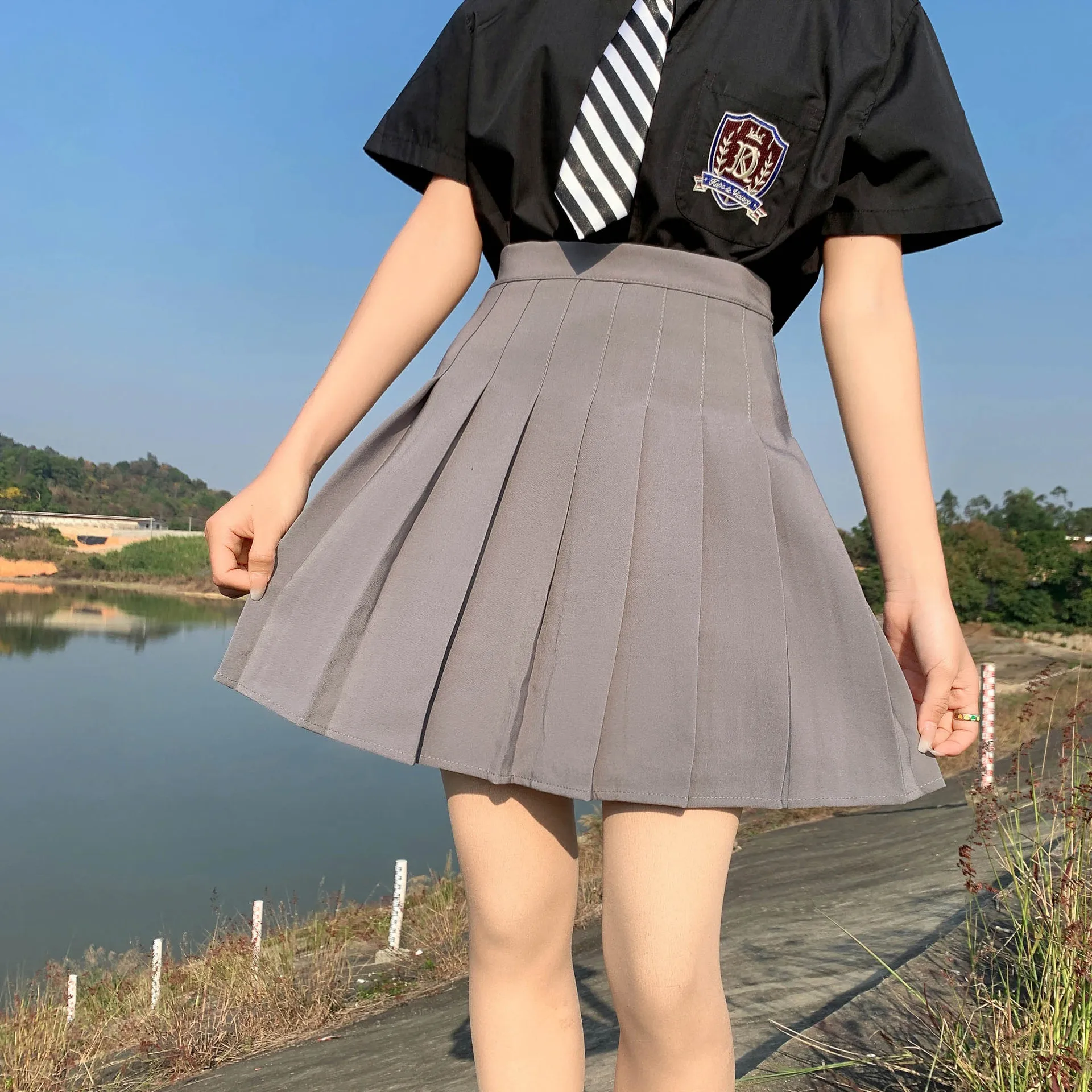 Women High Waist White Pleated Skirt Y2k Summer Casual Kawaii A-line Black Tennis Japanese School Uniform Mini Skirts for Girls