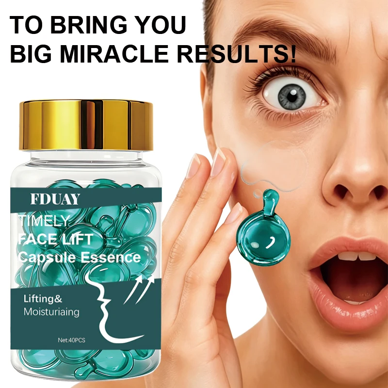 FDUAY Face Lift Capsule Essence 40PCS Lightweight Essence Delivers Deep Hydration, Lifts Sagging Skin, Firms Texture and Maintai