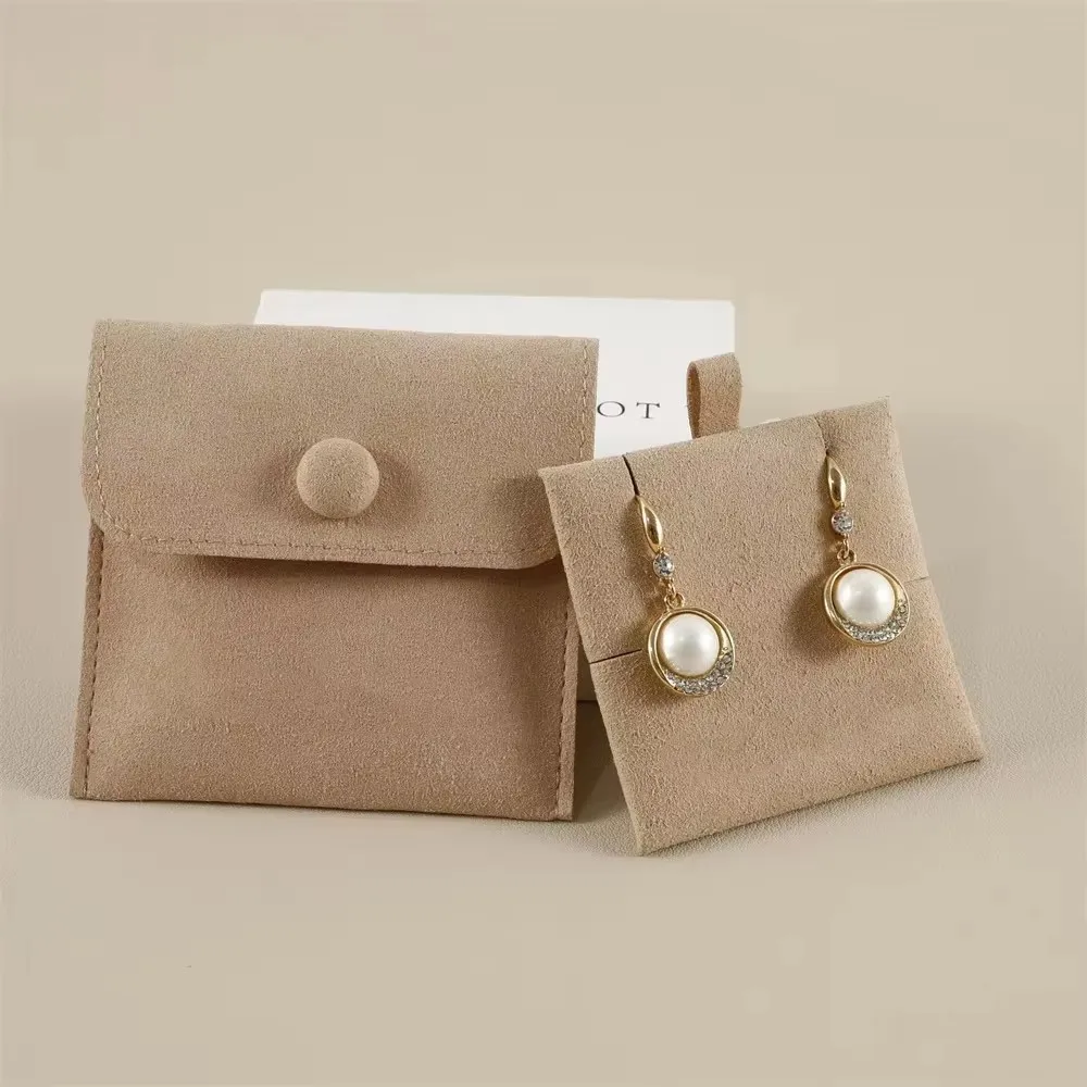 8*8cm Microfiber Bracelet Jewellery Pouch Metal Button Velvet Bag Jewelry Bracelet Necklace Package Bag