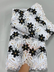 Luxury African Milk Silk Sequins Mesh Lace Fabric 2024 High Quality French Water Soluble Lace Fabric For Nigerian Woman Dress