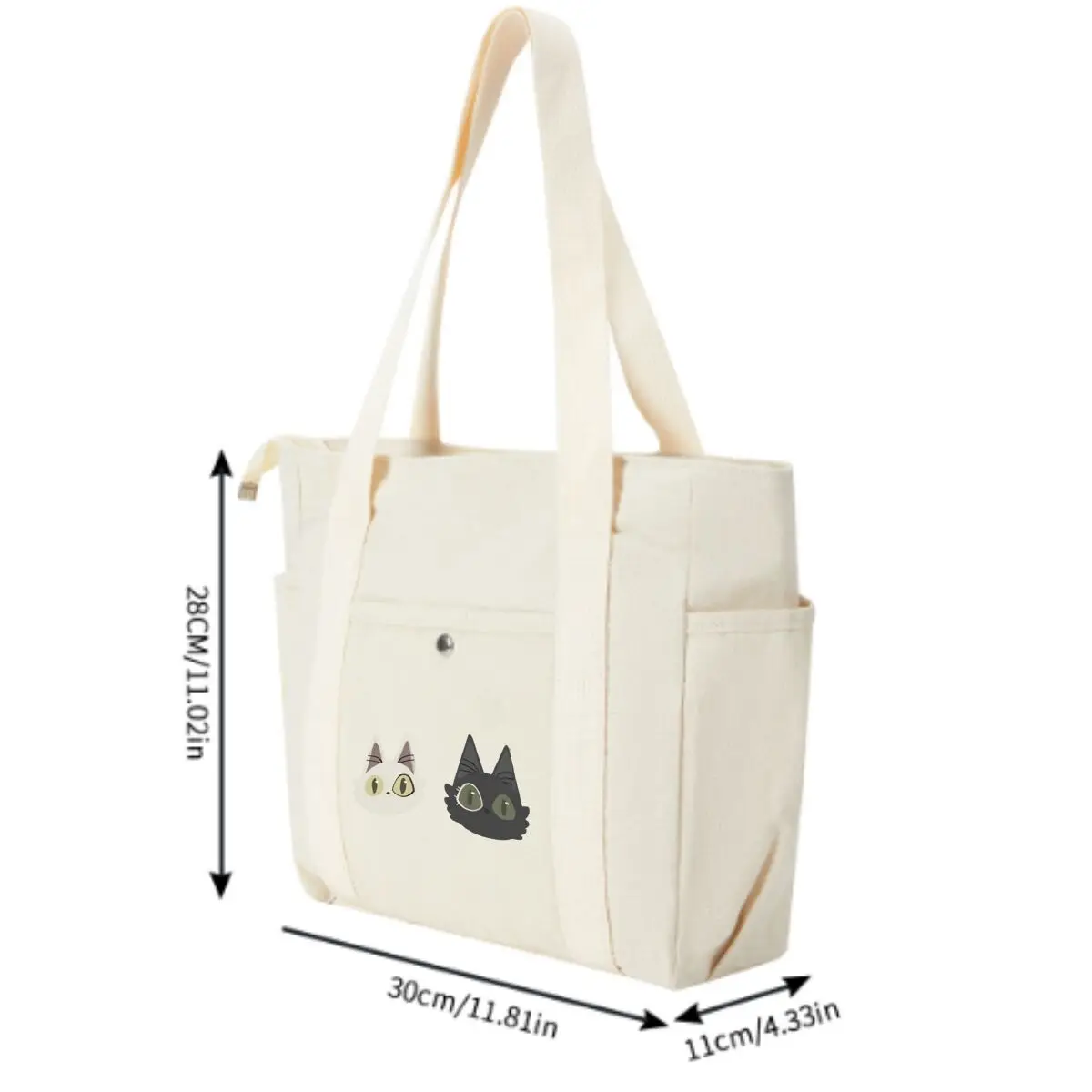 Cat Duo Charm Capacity Canvas Tote Bags Work Commuting Carrying Bag  Shoulder Shopping Bag