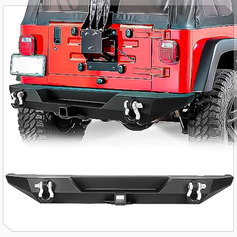 Suitable for Jeep Wrangler CJ7 Steel Rear Bumper With Receiver Hitch D-Ring