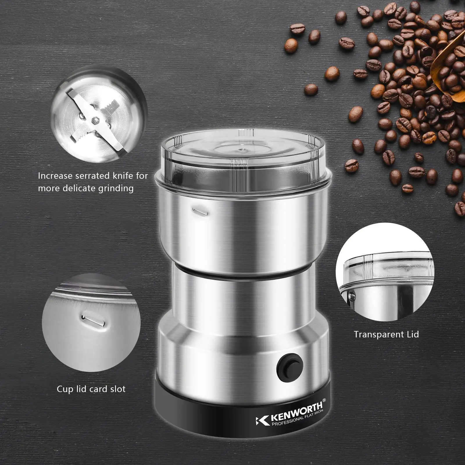 New Portable Electric Coffee Grinder 304 Stainless Steel Multifunctional Beans Pepper Nut Espresso Pourover Coffee Beans Grinder