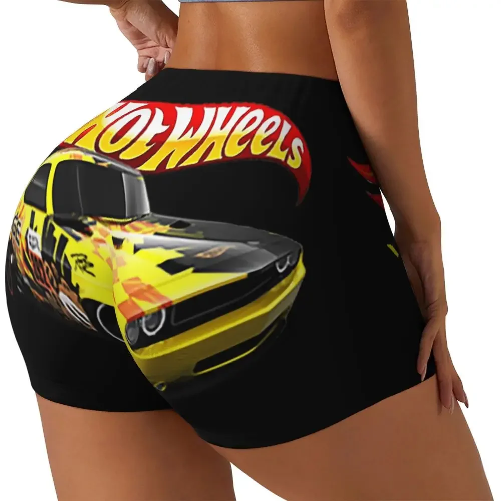 Pantalones cortos de entrenamiento para correr de motociclista de carrera Hot Wheels personalizados, pantalones cortos atléticos de Yoga para gimnasio y coche deportivo para mujer