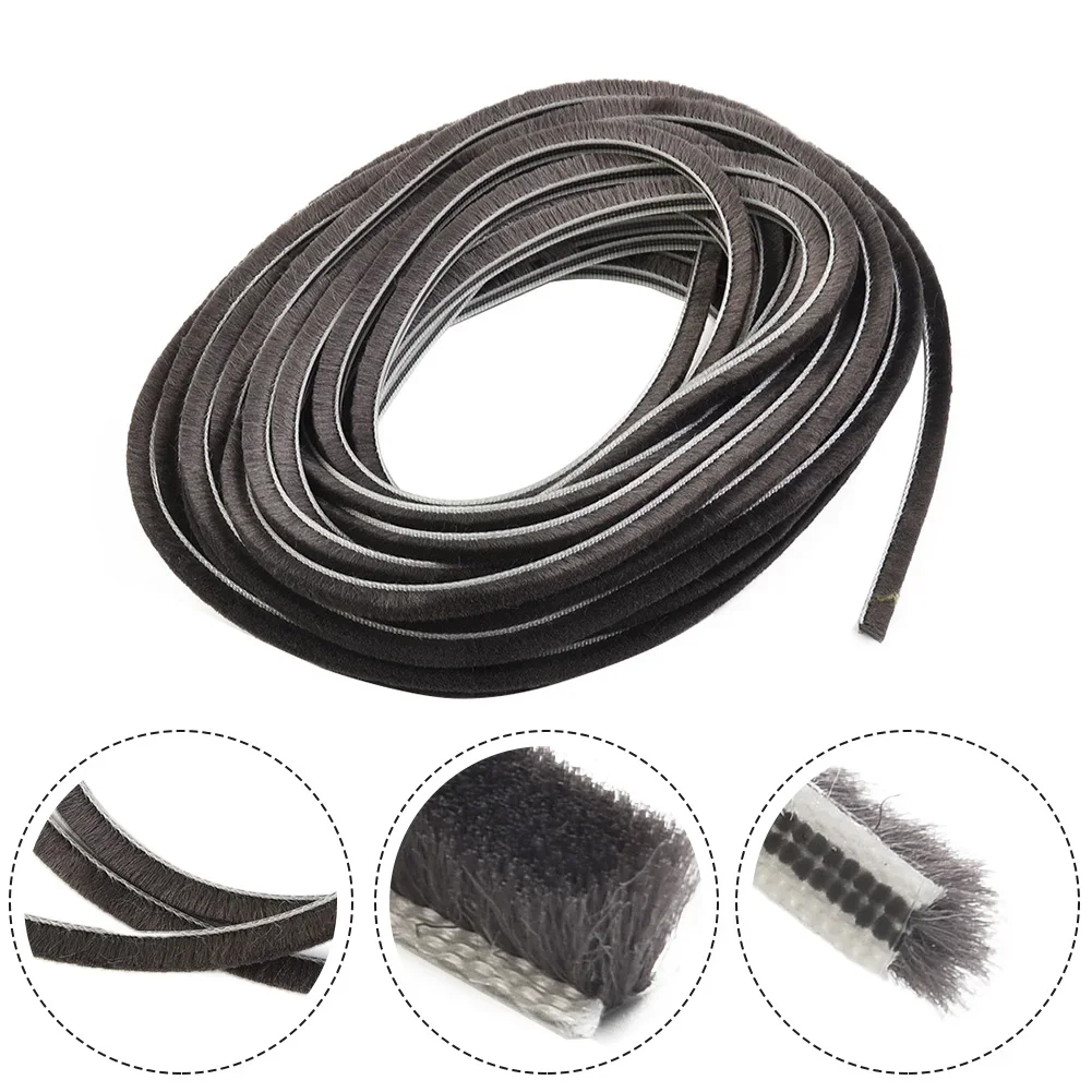 10M Draught Excluder Brush Cassette Fur Strip Aluminum Window Vertical Fur Acoustic And Dustproof Strip Seal Weatherstrip 5*6mm