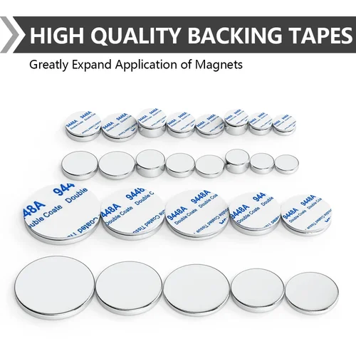 Imagen 2 del producto Imán de Neodimio Superpotente con Adhesivo de Doble Cara, Imán Redondo NdFeB N35, Imanes Magnéticos Permanentes Fuertes para Refrigerador