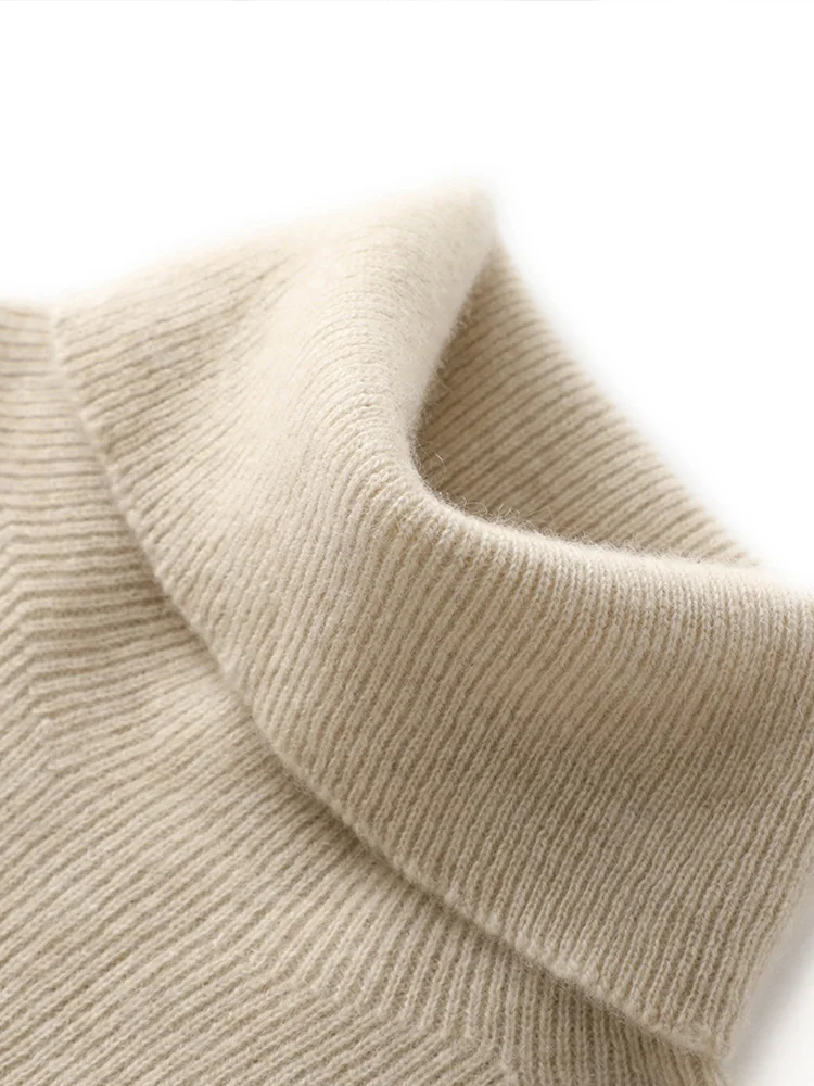 No-seam 100% Cashmere Women Turtleneck Ribbed Pullover Unibody Pure Cashmere Yarn Soft Autumn Winter Basic Sweater Slim Jumpers