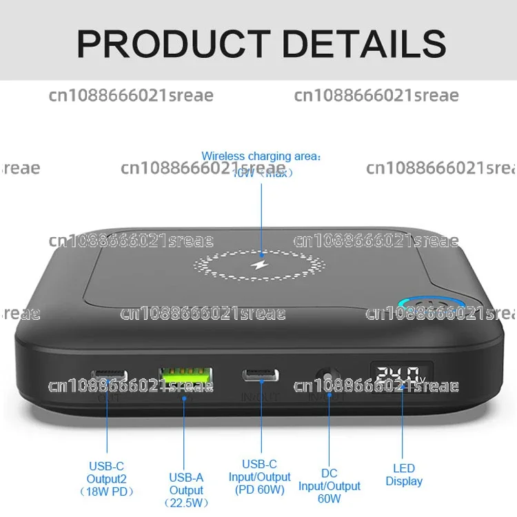 بطارية محمولة 24000mah لأجهزة الكمبيوتر المحمول Powerbank PC USB C شحن سريع 19 فولت 60 واط 65 واط USB-C 30000 مللي أمبير شاحن لاسلكي PD بنوك الطاقة