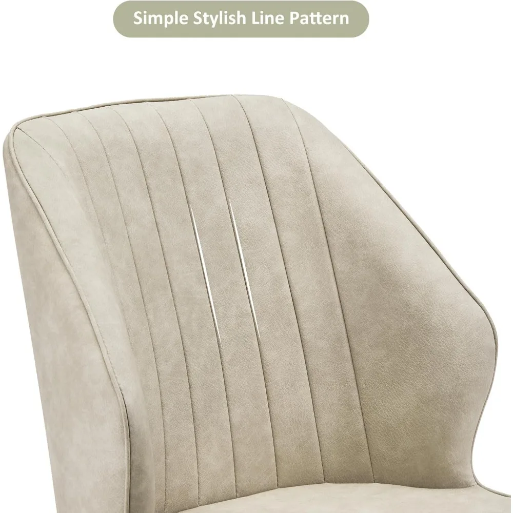 طقم كراسي طعام حديثة مكون من 4 قطع، كراسي مطبخ منجدة من الجلد الصناعي مع مسند ظهر منحني وأرجل معدنية، جانب مريح #6