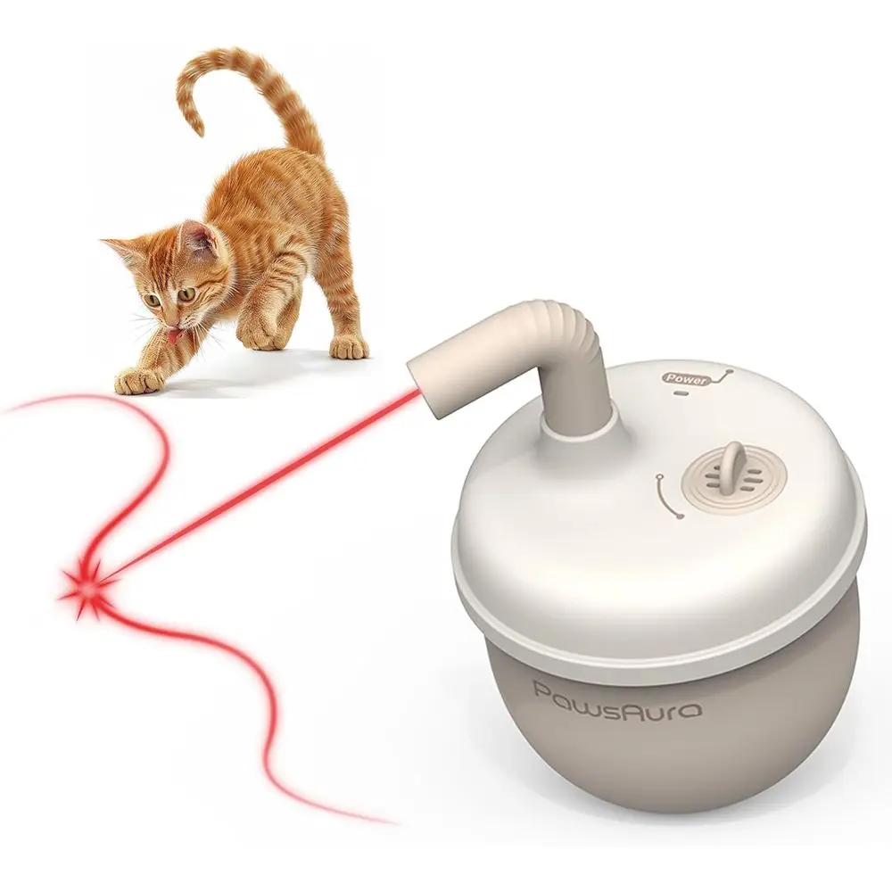 

360 ° Интерактивная игрушка для кошек с лазером и 3 регулируемыми функциями, перезаряжаемая через USB, для развлечения кошек, живущих в помещении (бежевая)