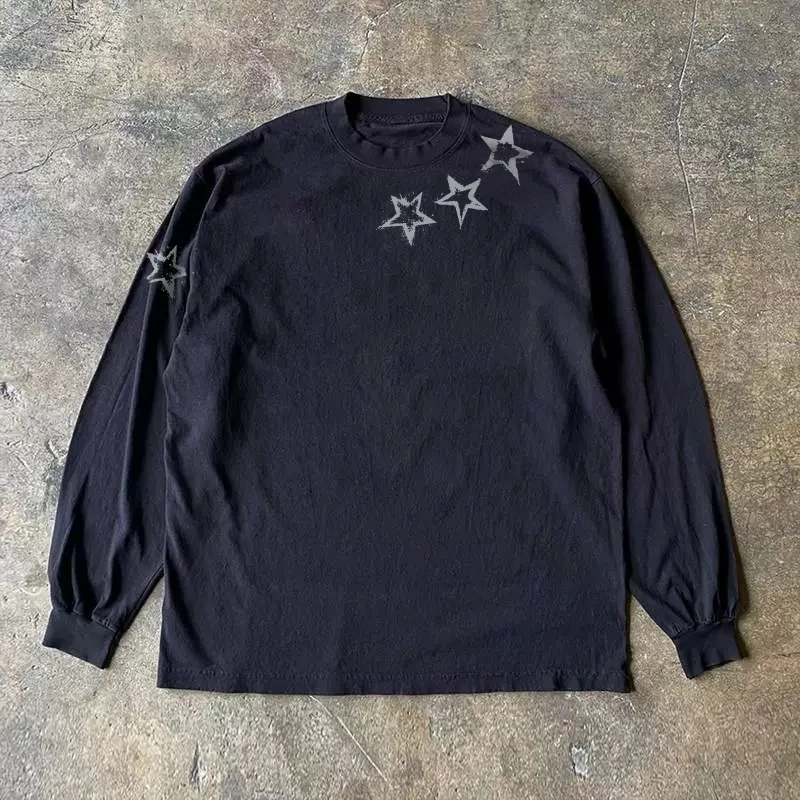 Heavyweight 310g Pure Cotton Long Sleeve T-Shirt American Retro Oversize Streetwear Versatile Comfortable round Neck Top