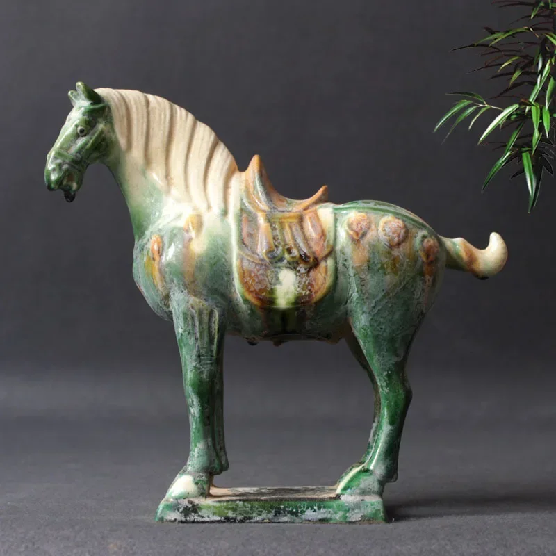 

Exquisite Tang Tri Color Celadon War Horse Antique Porcelain Home Office Bedroom Living Room Decoration Ornaments