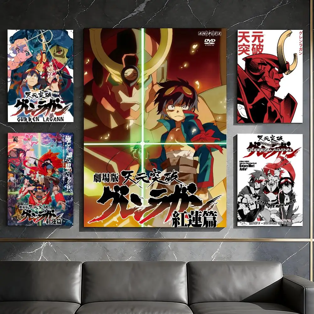 Anime G-Gurren L-Lagann Poster Waterproof Peel & Stick Wall Sticker Self Adhesive Art Decor For Living Room Bedroom
