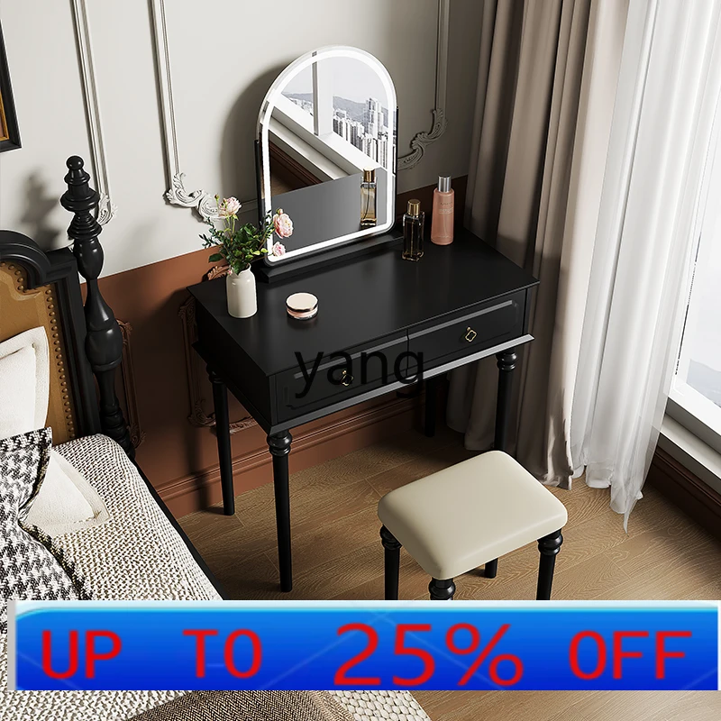 

LH retro solid wood dresser storage integrated bedroom master bedroom small apartment makeup table
