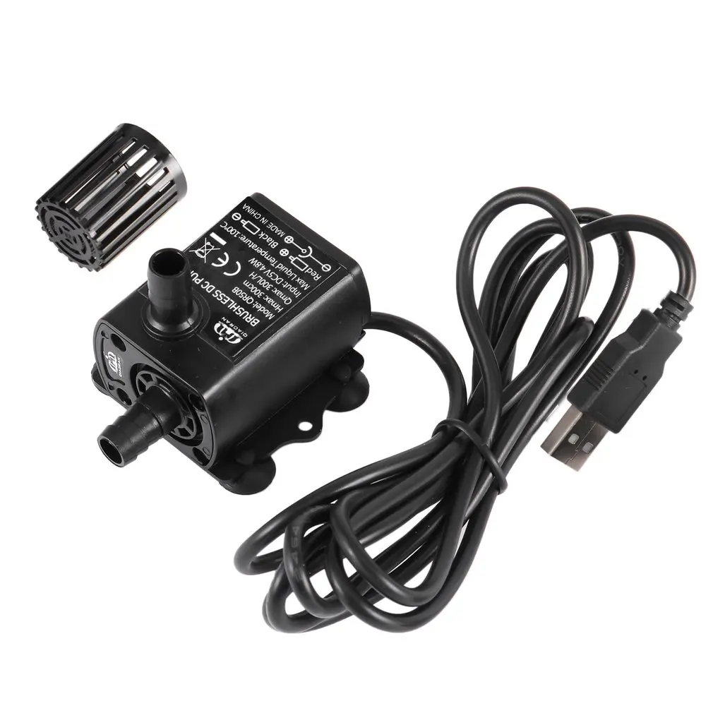 

Ультра-тихий USB мини Бесщеточный Водяной насос постоянного тока DC5V 4,8 W 300L/H Lift 300cm подводный фонтан