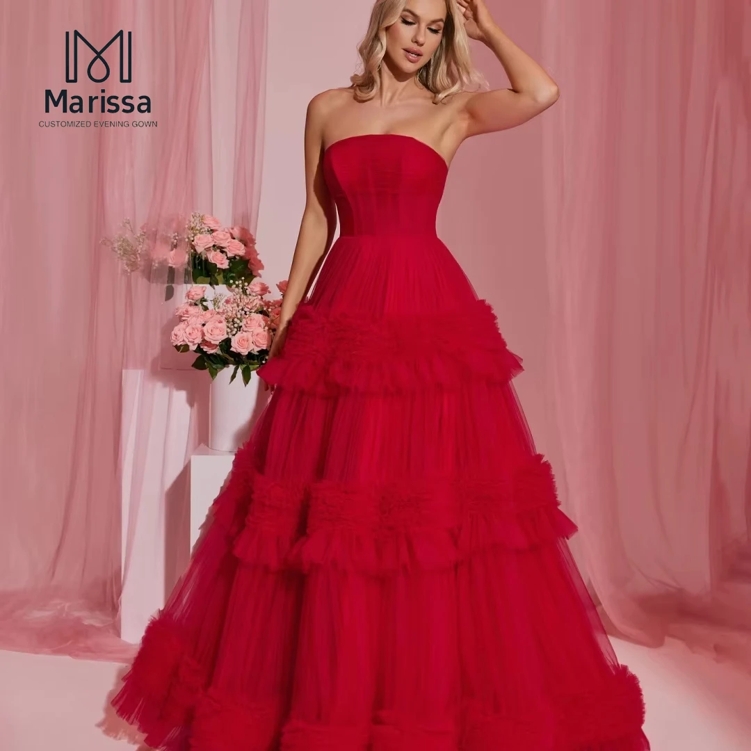 Marissa feito sob encomenda vestido de noite feminino elegante vestidos para festa de casamento vestido a linha tule vestido de baile baile 2025