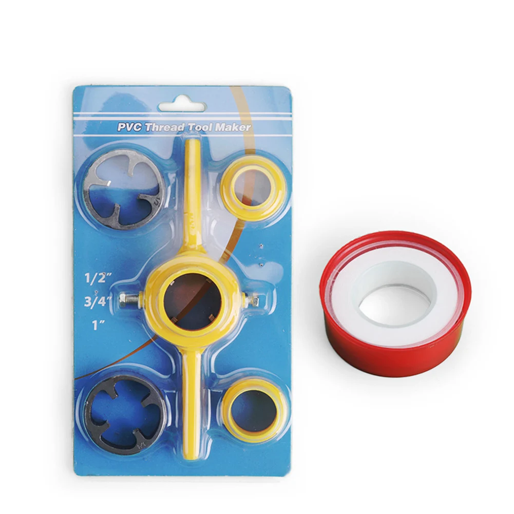 

Pipe Threader Kit PVC Pipe Die Threader Home Plumbing Alloy Edges Burr-free Threads Clear Threads Comfortable Grip
