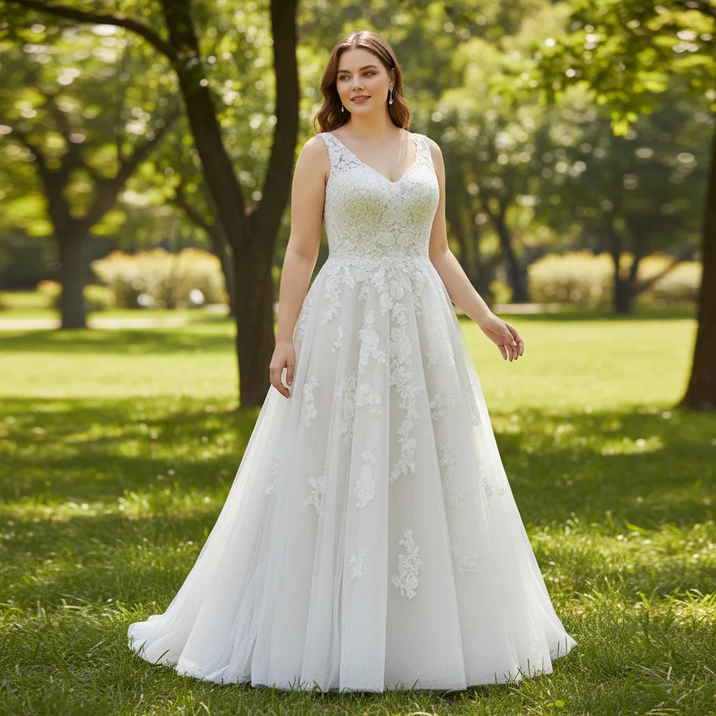 

Rosymae плюс размер элегантное свадебное платье трапециевидной формы блестящее тюлевое кружевное свадебное платье для женщин robe de mariage