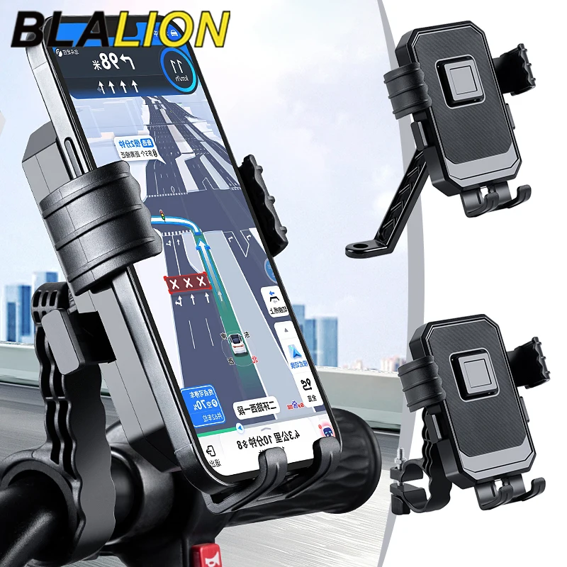 BLALION Motorcycles Phone Holder Free Rotation Mobile Phone Navigation Bracket for Riding Shockproof for Bicycles ATV Scooter