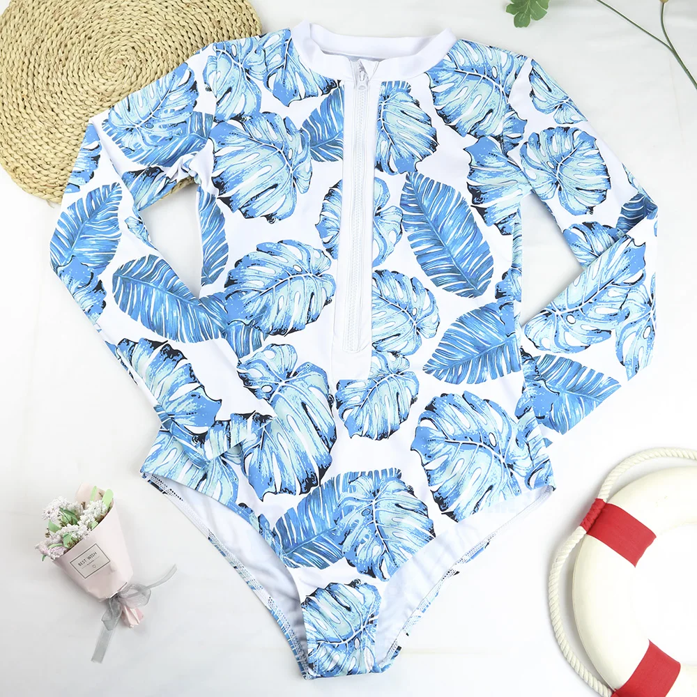 Costume da bagno intero sexy 2025 Costume da bagno intero Biquini Costume da bagno con stampa floreale Monokini Costume da bagno brasiliano a maniche lunghe Beachwear