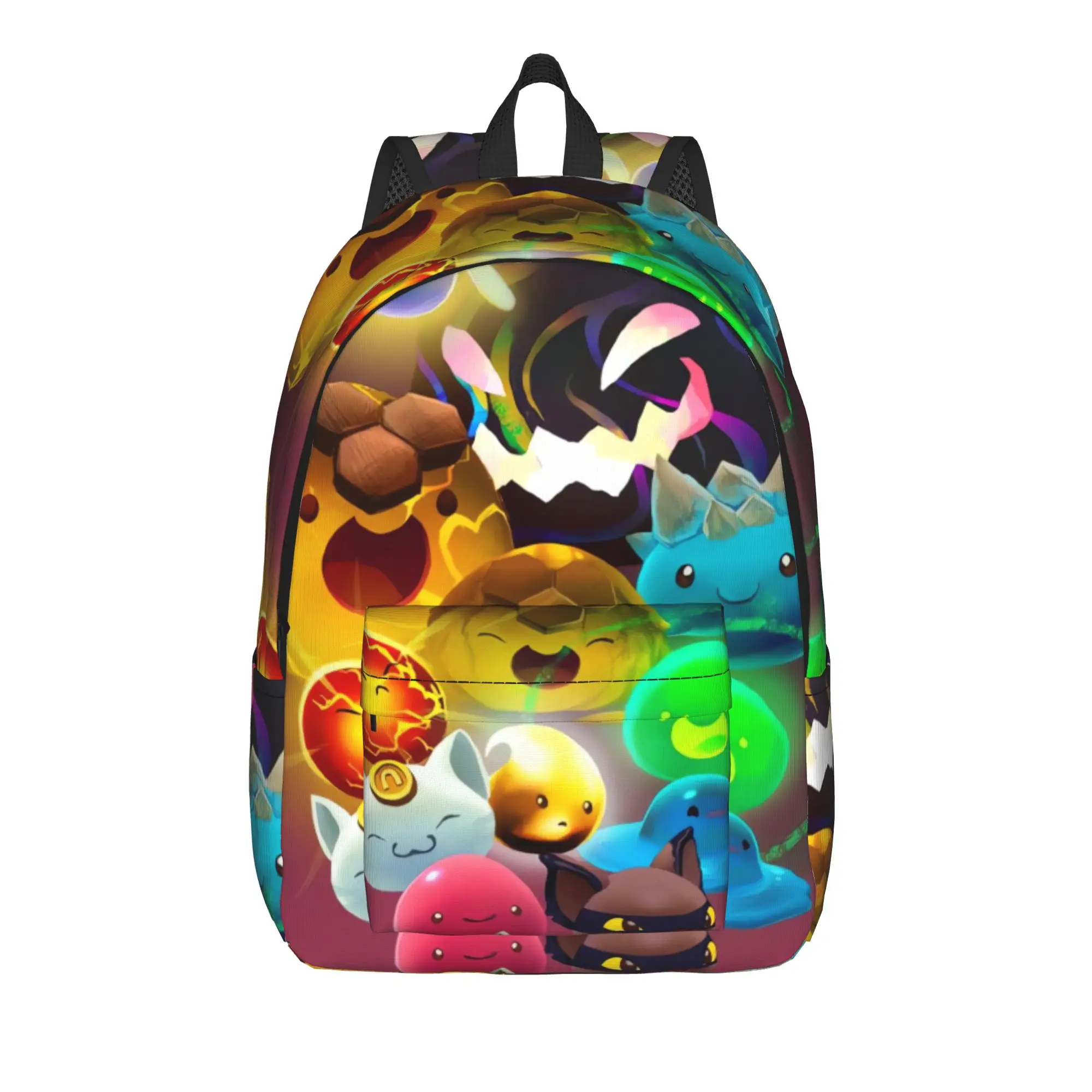 Red Gradient Slime Rancher Backpack  Unisex Polyester Hiking Backpacks Pattern Kawaii School Bags Rucksack