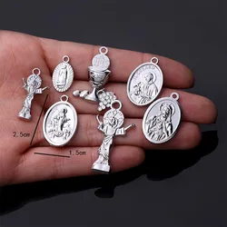 10 Stuks/Katholieke Diy Sieraden Maken Jesus Cross Hanger Ketting Kleine Amulet Accessoires