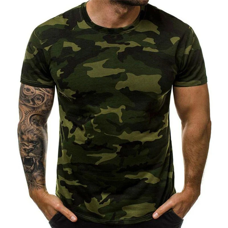 Camouflage 3D Printed Pattern T-Shirt Short Sleeve Men\'s Clothing For Summer T Shirts Comfortable Top Outdoor Sportwear