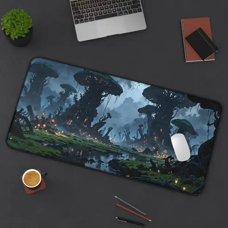 

Dark Mushroom Swamp Table Pad, Large Gaming Mouse Pad,900mm×400mm Non-Slip Waterproof Mousepad, Perfect Gift for Gamers