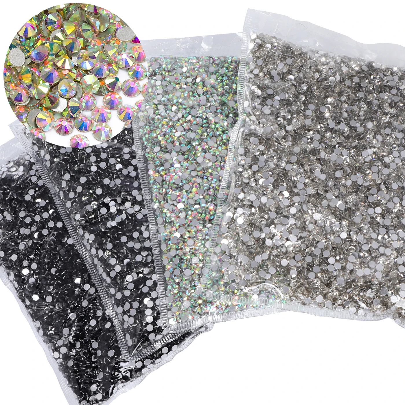 SS3-SS60 حزمة السائبة بالجملة أعلى جودة الزجاج الكريستال AB الزجاج ستراس لتقوم بها بنفسك الفن مسمار أحجار الراين غير الإصلاح