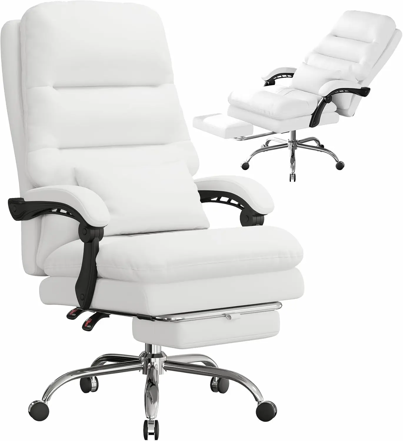 Ergonomic office chair, 400LBS PU leather computer chair, executive chair with footrest and lumbar pillow