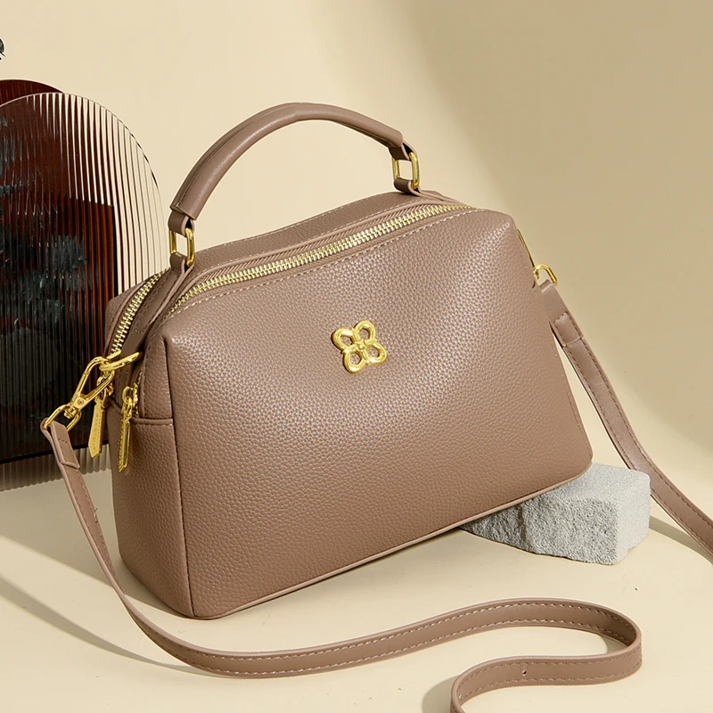 

Women's Simple Solid Color PU leather Handbag New Fashion Design Large Capacity Shoulder Bag Female Crossbody Tote Messenger Bag